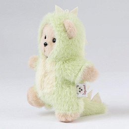 Медведь Lina TeddyTales, в костюмчике Зеленого динозавра, молочный, брелок, XS, 15 см